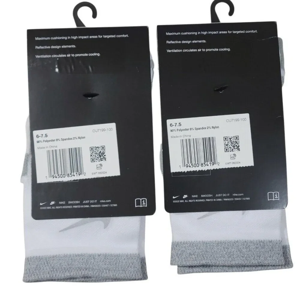 Nike Spark Cushioned Running Ankle Socks Women 7.5-9 Men 6-7.5 Yth 6Y-7.5Y 2Pair